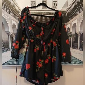 SHEIN BLACK AND RED ROMPER